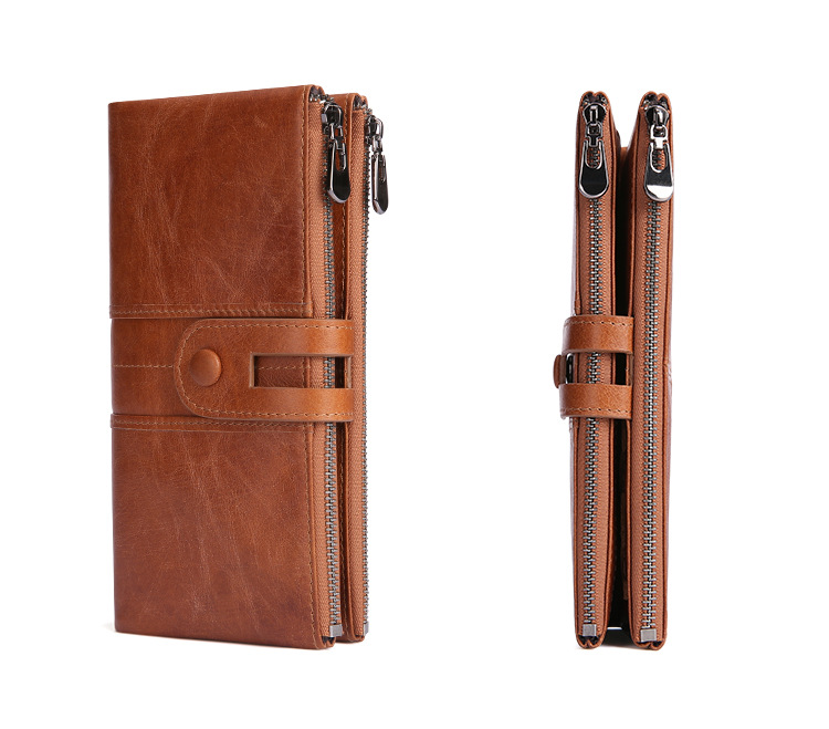 复古真皮女士钱包 韩版时尚手机包头层牛皮rfid长款钱包 purse详情30