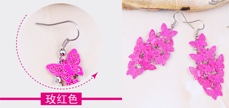 Small-batch wholesale best-selling fashionable and elegant butterfly earrings, earrings, colorful small nine-piece earrings, copper accessories and ornaments pic 7