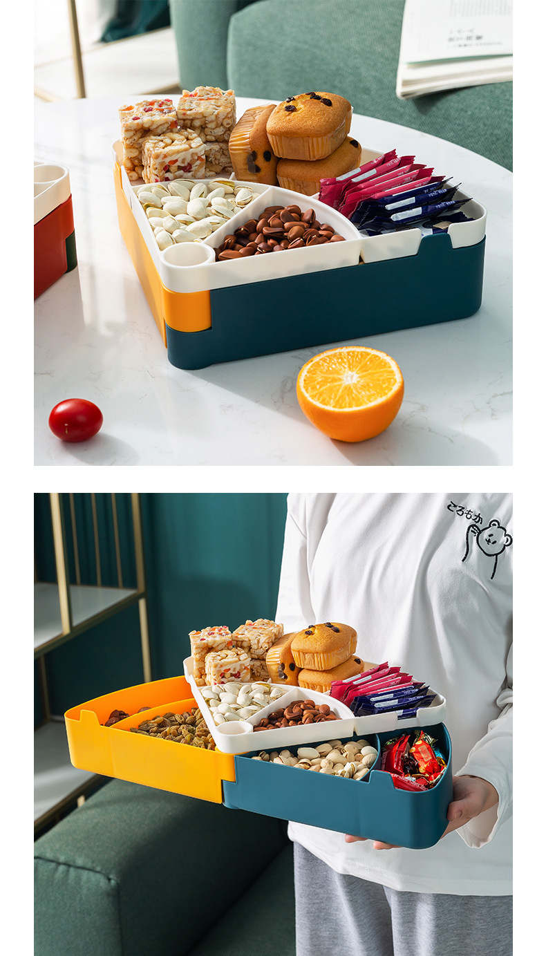 Rotating fruit plate, home living room coffee table, nut box, snack box, wedding New Year dried fruit plate, Douyin live streaming, cross-border 0750 pic 15