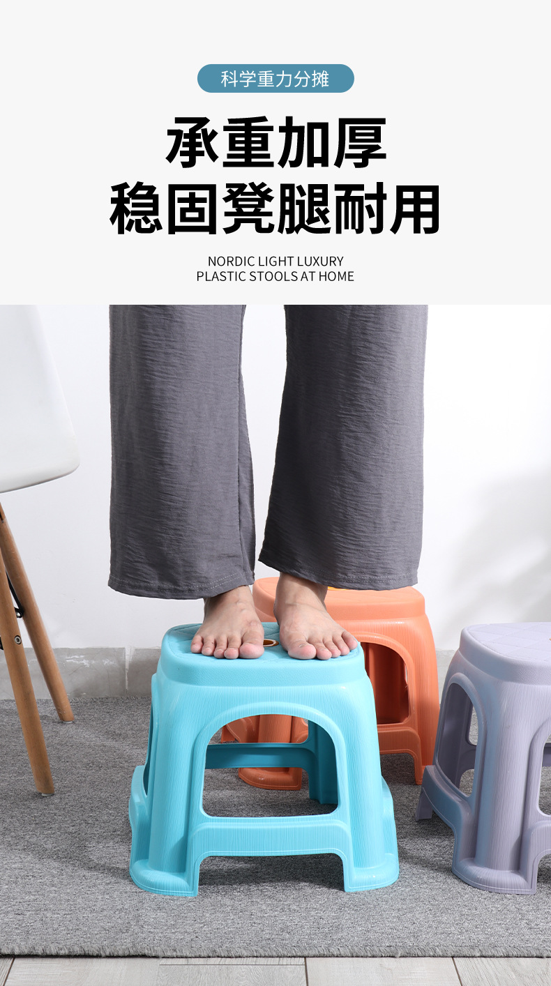 塑料凳子家用加厚入户换鞋凳客厅幼儿园防滑儿童方凳叠放垫脚板凳详情5