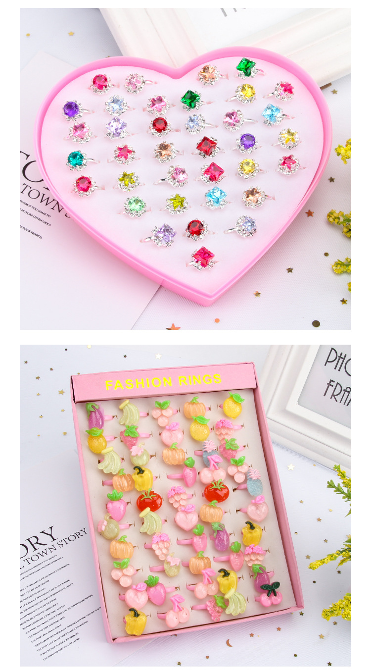 儿童戒指宝石水钻石亚克力网红小女孩戒指手饰饰品玩具厂家批发详情8