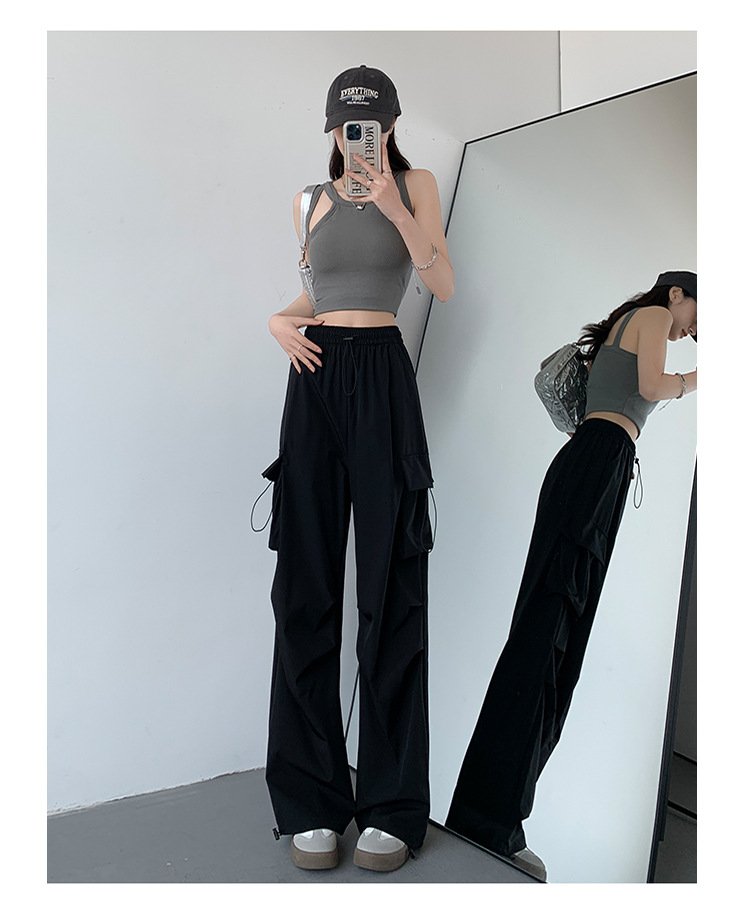 速干工装裤子女夏2024新款高腰小个子防晒显瘦降落伞冰丝阔腿裤女详情15