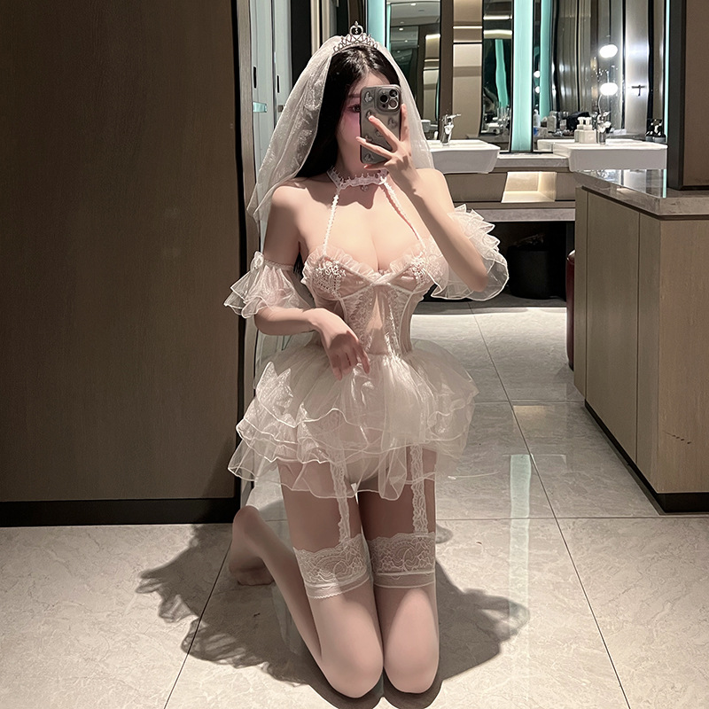 小胸情趣内衣聚拢显大火辣新娘装露乳睡衣女蕾丝制服性感纯欲激情详情19