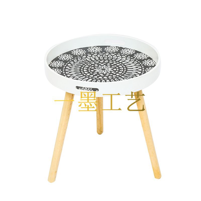 Easy to disassemble and assemble printed face tea table set, balcony table, casual round table, creative and popular milk tea shop small tea table pic 2