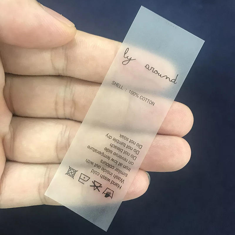 半透明TPU水洗标 柔软耐水洗泳衣TPU尺码标印唛 弹力磨砂透明码标详情7