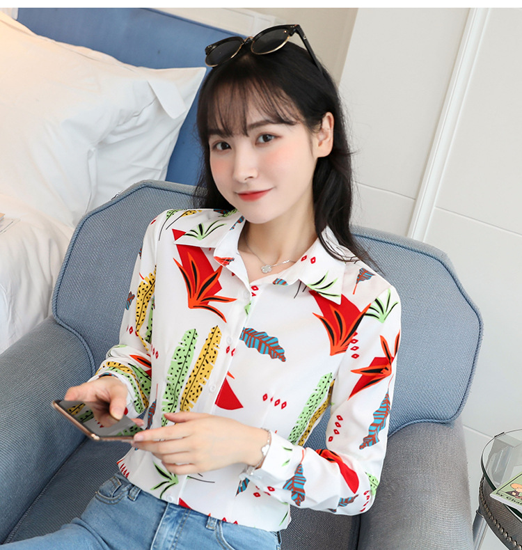 New spring and autumn Korean-style slim-fit shirt for women, long-sleeved printed striped trendy base layer, Hong Kong-style top for women pic 78