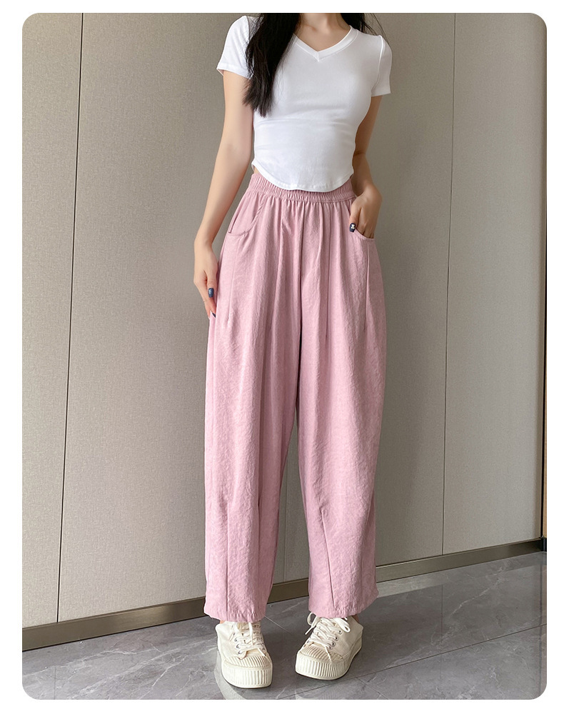 慵懒风哈伦醋酸奶奶裤女夏季2024新款高腰垂感肌理感山本老爹裤子详情13