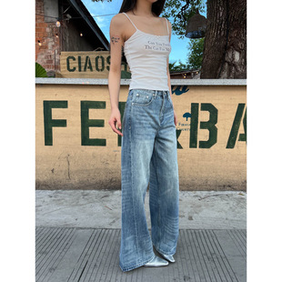 GAGD white Tencel wide-leg jeans for women, simple, loose and drape straight-leg jeans pic 7