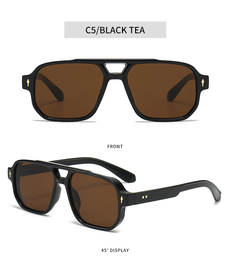 欧美新款方形时尚双梁墨镜太阳镜男跨境复古休闲驾驶商务潮流墨镜详情12