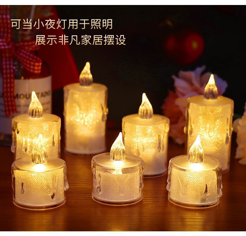 Crystal mini simulation transparent electronic candle lamp, candle stand, led romantic atmosphere decoration, tea wax birthday candle, candle aromatherapy candle, glass candle cup, white candle, birthday shining candle pic 2