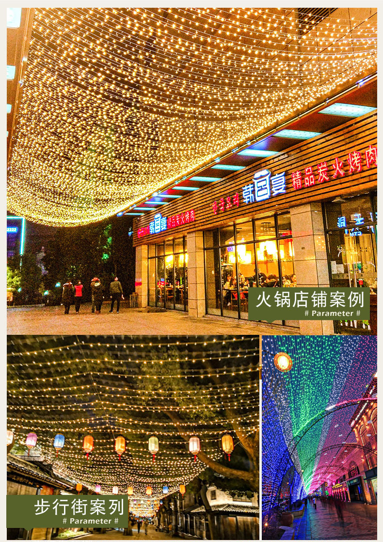 户外防水LED彩灯闪灯串灯满天星七彩氛围灯卧室装饰树灯瀑布灯带详情27