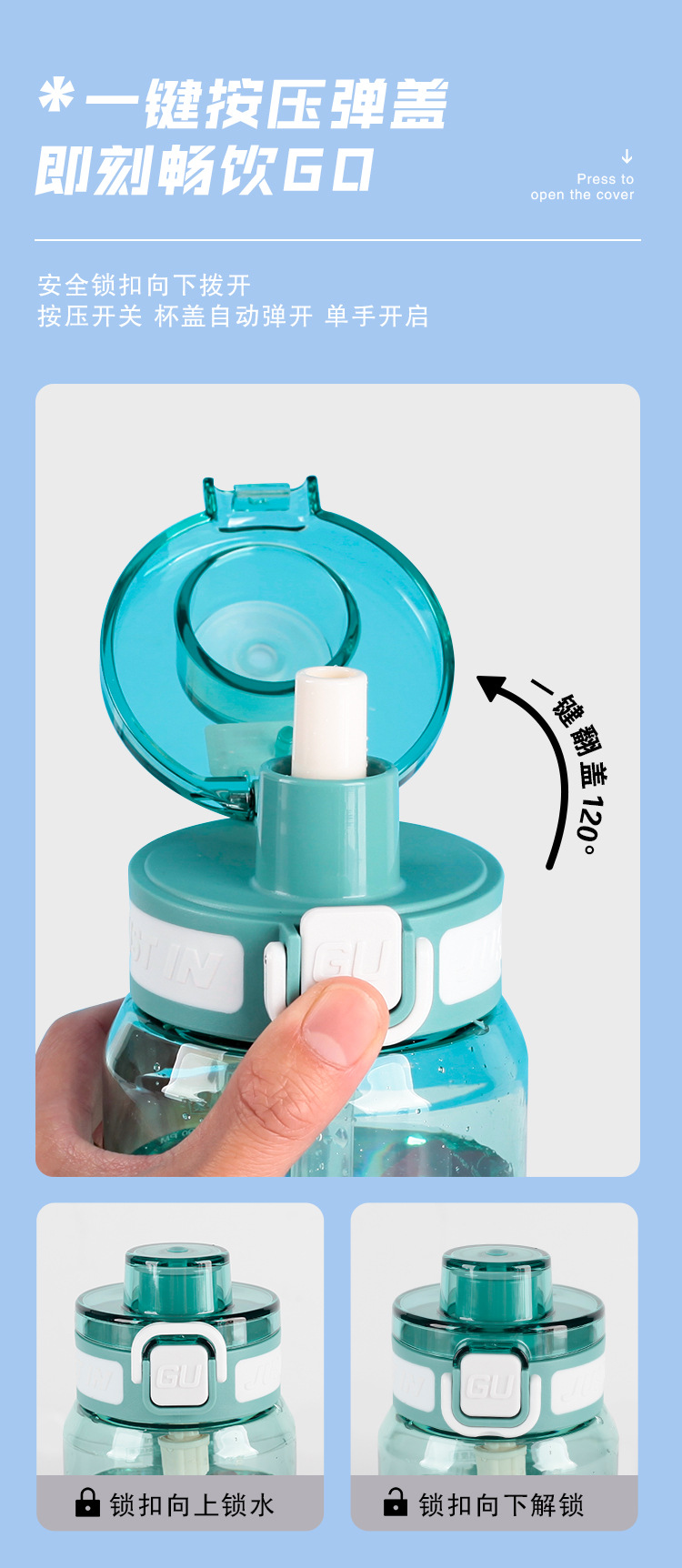 Xile plastic water Cup 750ml portable for boys and girls, a large capacity, simple and portable sports cup, anti-drop water cup wholesale pic 3