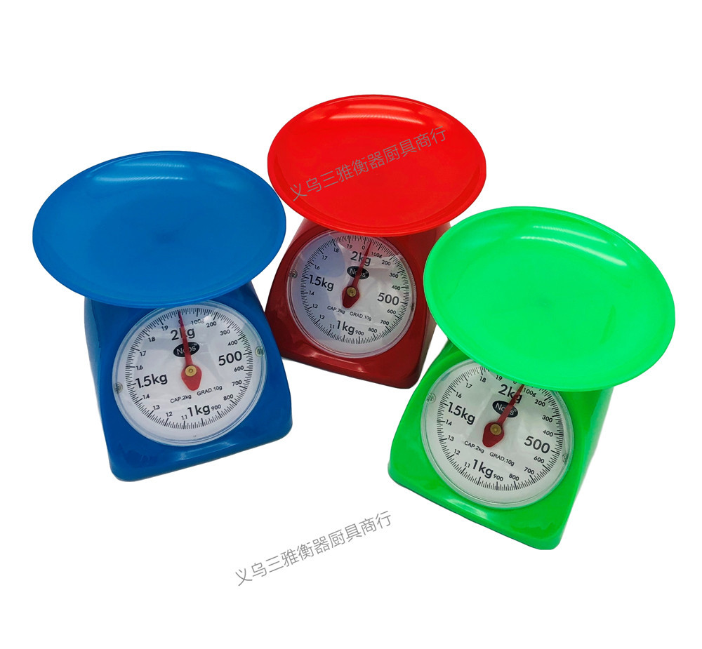 Small household circular plastic spring mechanical dial kitchen scale, small platform scale, 1-5kg and other multiple specifications are available for selection pic 7