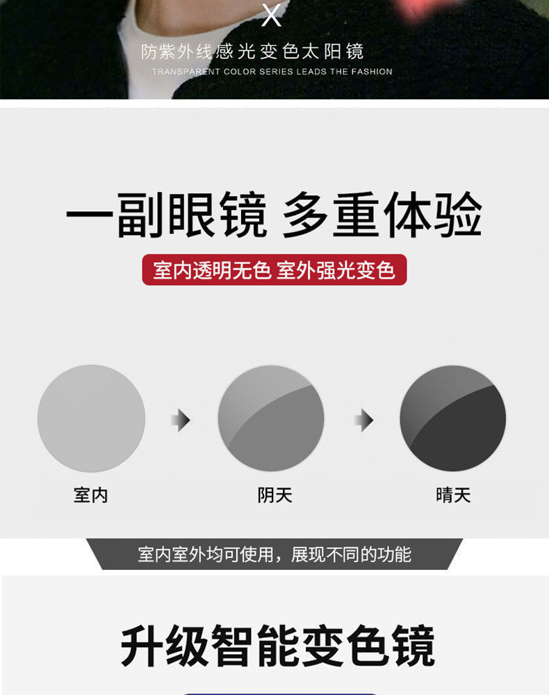 新款感光变色太阳镜男偏光高端时尚达人代发防紫外线墨镜高级感详情5