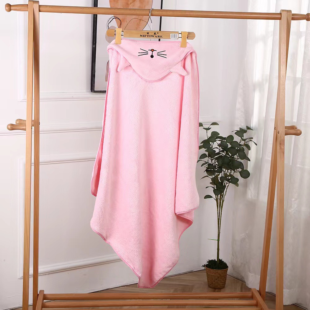 Toalla para mascotas adorable cartoon animal encapuchado toalla para perros coral fleece fuerte absorbente velocidad de secado capa pet toalla de baño pic 3