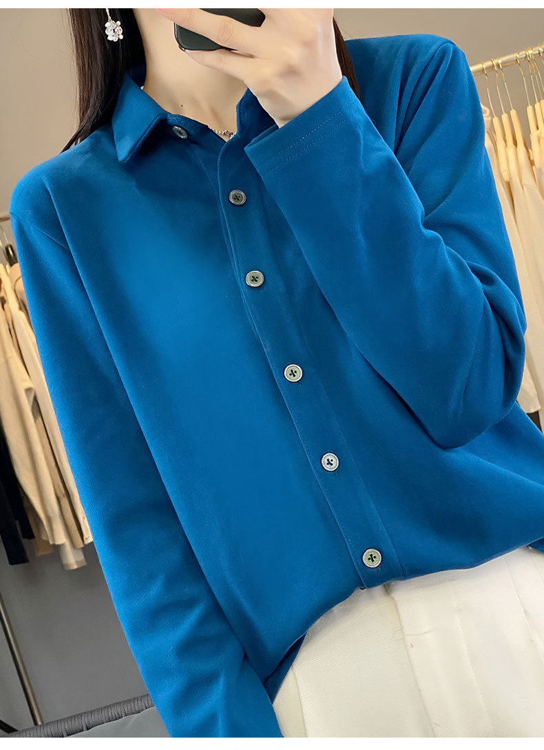 24春秋双面德绒衬衫女POLO领磨毛保暖内搭开衫衬衣长袖上衣新款详情22