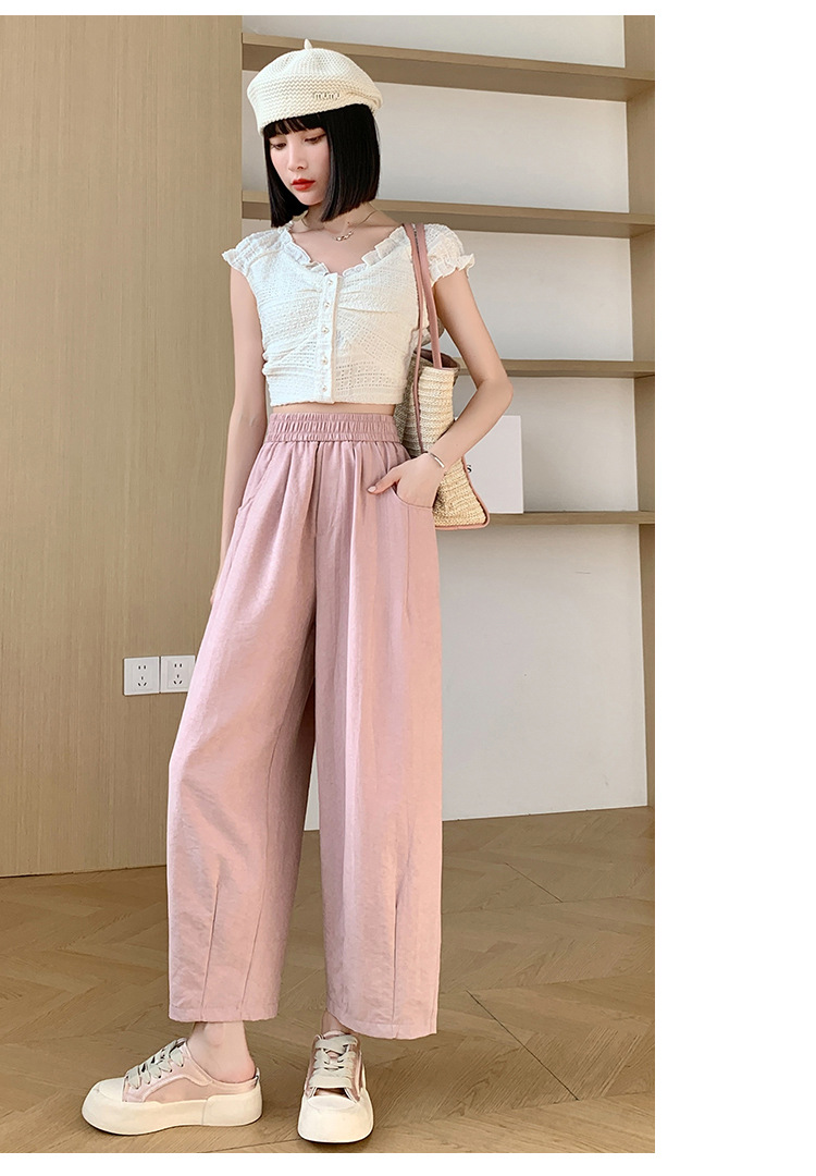 蓝色奶奶裤女夏季2024新款高腰显瘦直筒小个子云朵醋酸凉凉阔腿裤详情31