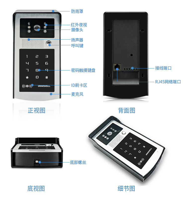 1080P WiFi doorbell, mobile detection, remote unlocking via mobile phone, digital high-definition intelligent video doorbell pic 2