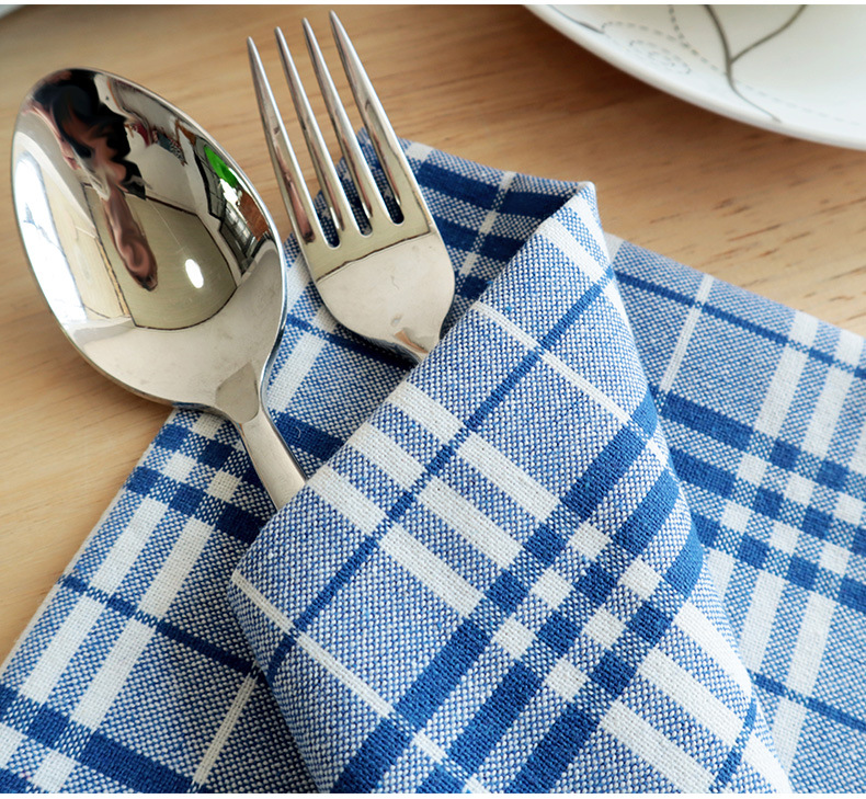 The checkered element is simple and versatile. The cotton and British-style Ziju fabric square napkins, tea napkins and Western napkins pic 12