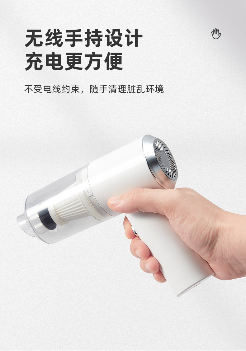 Multi-functional portable wireless vacuum cleaner for home use in vehicles, white high-power portable dust collector for cars pic 3