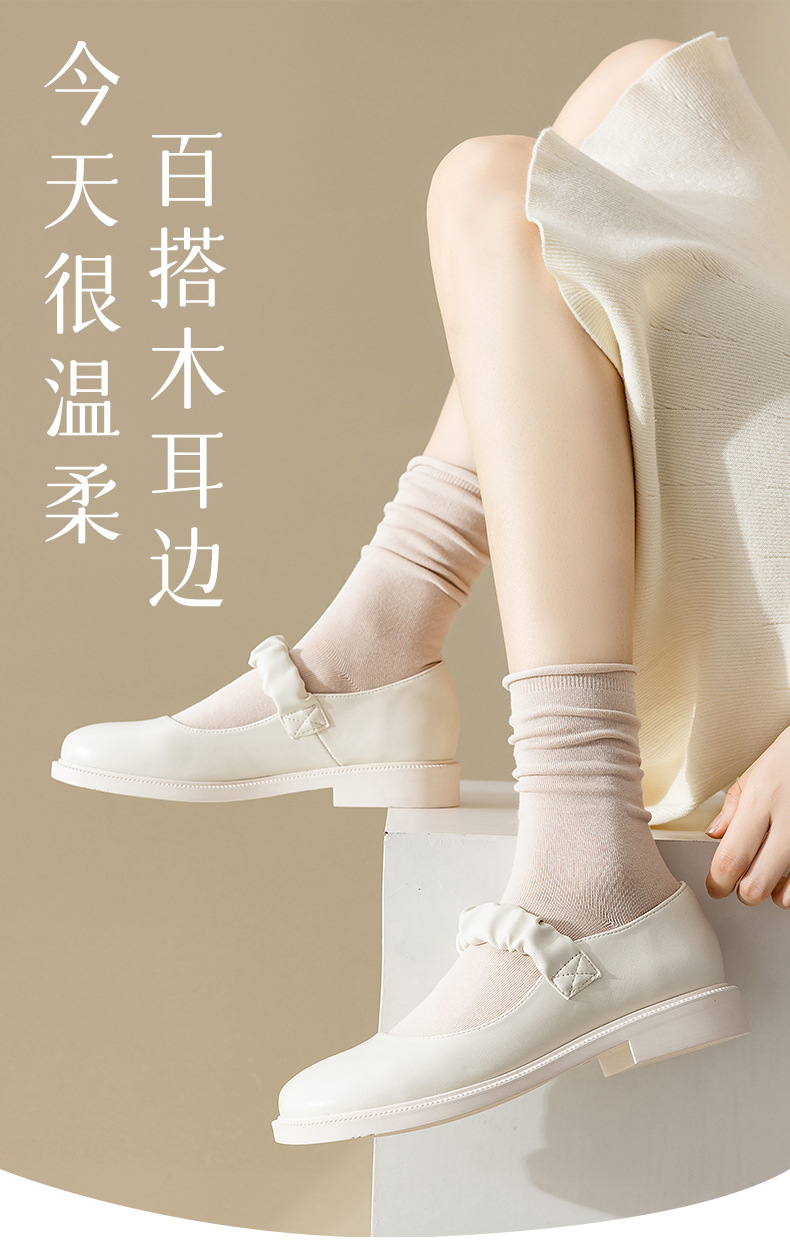 堆堆袜女士纯棉夏季薄款无骨抗菌卷边中筒新疆棉全棉春秋长袜批发详情18