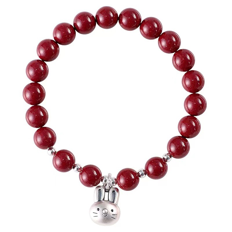 999足银本命年朱砂玉兔手链女纯银生肖兔子转运珠手串饰品礼物详情14