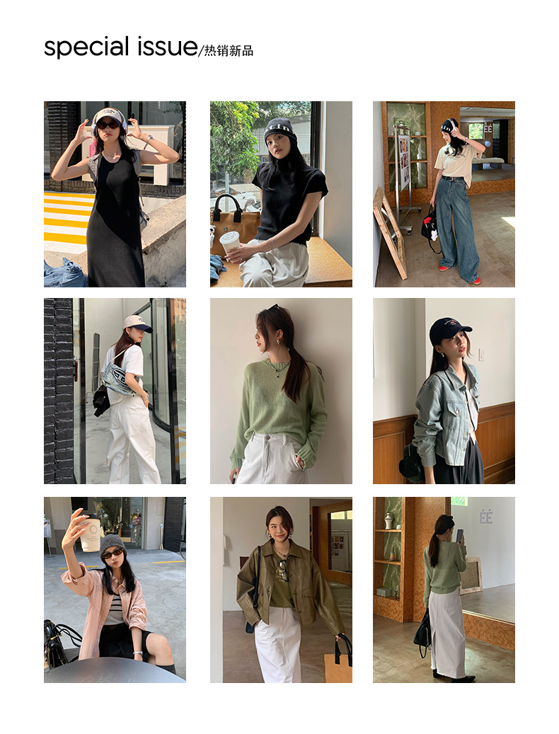 黄峥复古深蓝色阔腿牛仔裤女2024春韩版宽松休闲拖地长裤141KH095详情3