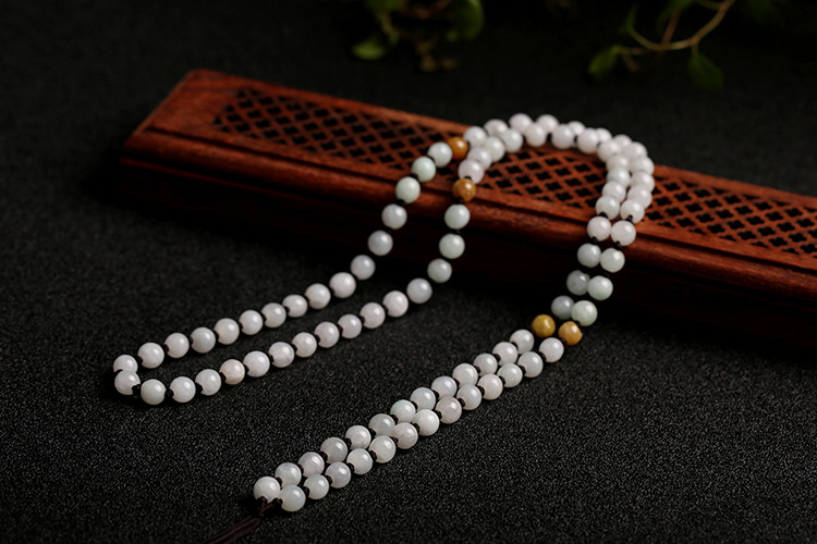 Natural multi-color jadeite A-grade round beads 5.5mm woven necklace rope, multi-color round bead pendant hanging rope, jadeite bead chain pic 14