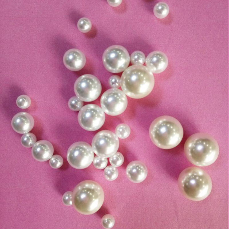 High-gloss, non-porous, pure white, off-white, colored, self-sold jewelry accessories, imitation pearl round beads pic 4