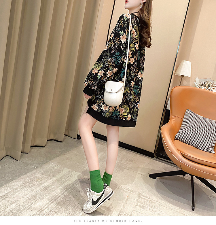 批发2020秋季大码宽松中长款套头薄款T恤上衣时尚洋气卫衣女潮详情13