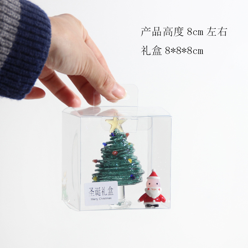 圣诞节礼物拉丝圣诞树淄博琉璃工艺品玻璃制品桌面摆件手工装饰灯详情43