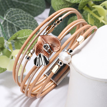 跨境电商新品波西米亚手链手工编织皮革手环合金磁扣女士时尚手镯详情13