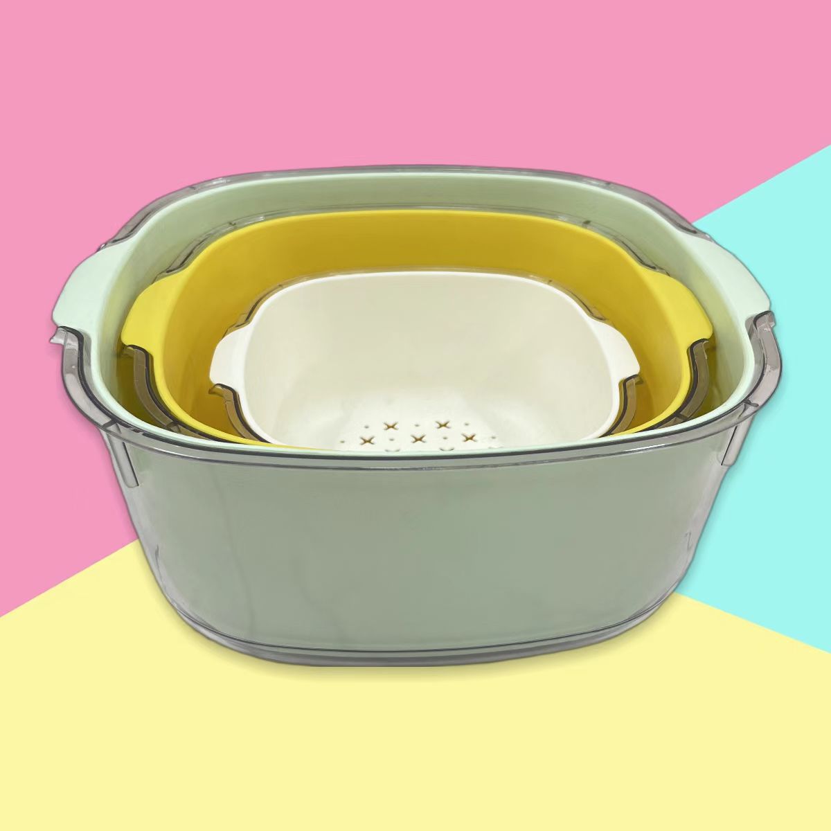 家用多功能沥水篮双层 厨房洗菜篮子现货加厚塑料滤水篮水果沥水详情8