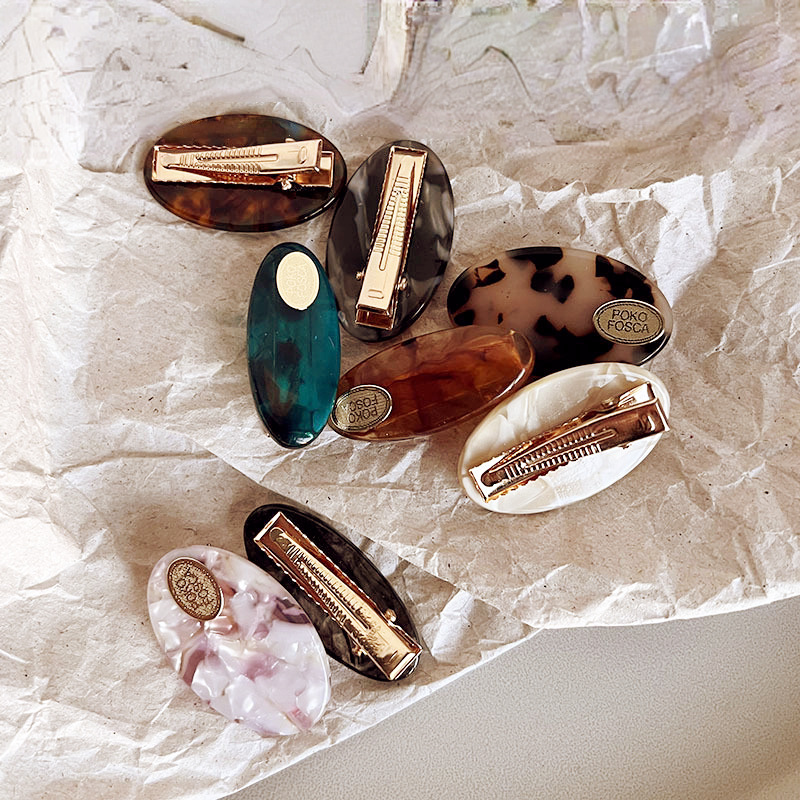 韩国复古醋酸边夹发夹高级感百搭刘海夹小金标椭圆一字夹女详情6