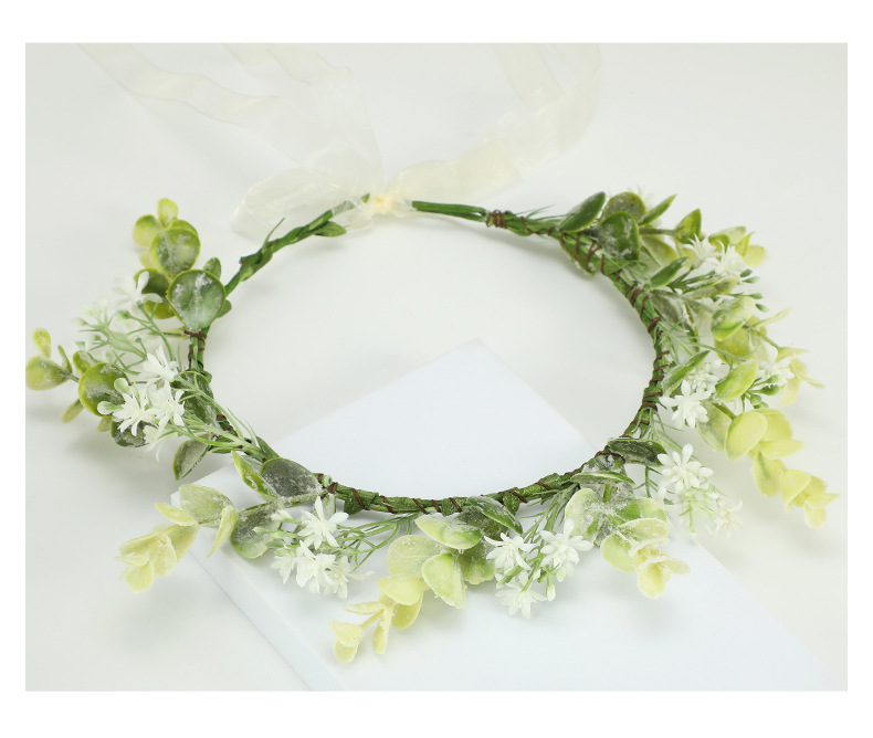 New and fresh faux branches, mint leaves, mugwort leaves, forest-themed plastic branches, and super fairy flower ring headwear for brides are in stock pic 9