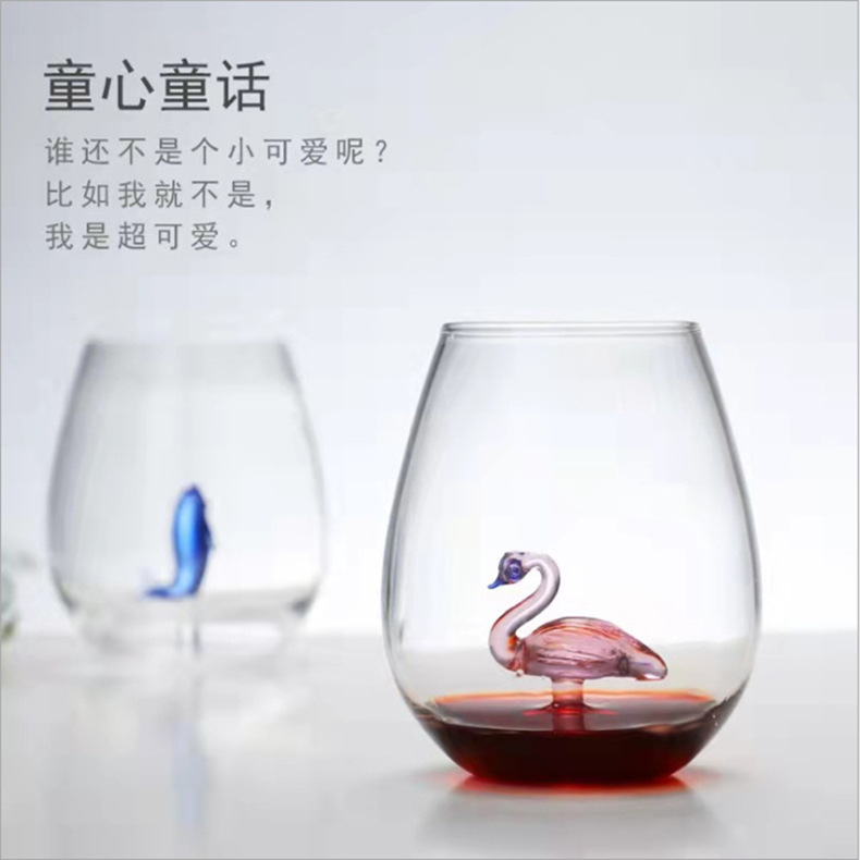 Venta al por mayor nuevo diseño de vidrio de borosilicato alto nivel de apariencia con el mango de la taza de agua para el hogar forma animal taza de vidrio de agua pic 3
