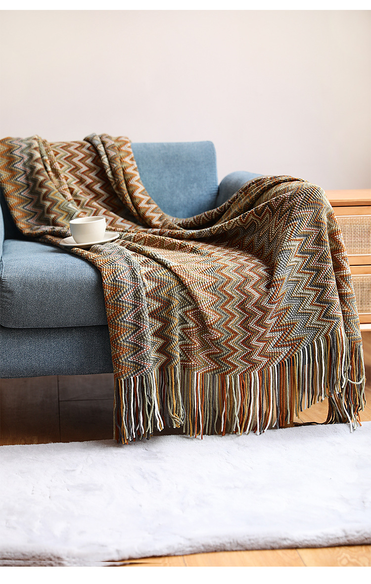 Bohemian sofa blanket, cover blanket, Nordic blanket, summer knitted blanket, office nap blanket, air-conditioned blanket, lap blanket pic 30