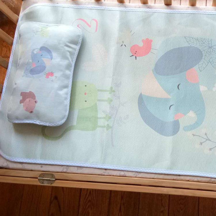 婴儿凉席带枕头新生儿冰丝席儿童夏季午睡席透气 婴儿床宝宝凉席详情16