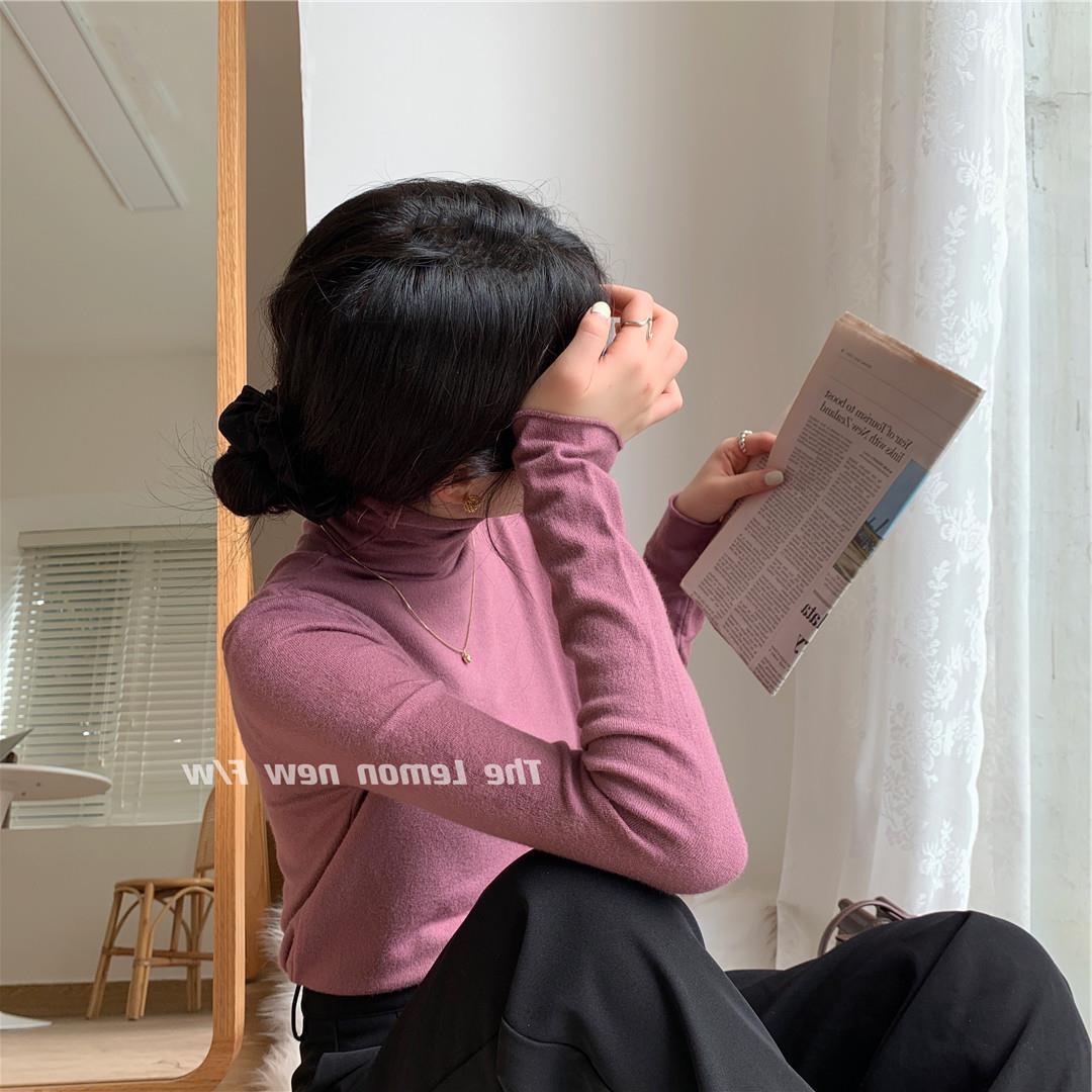 秋冬新款女装高领卷边打底衫糖果色修身保暖基础款仿羊绒衫毛衣女详情67