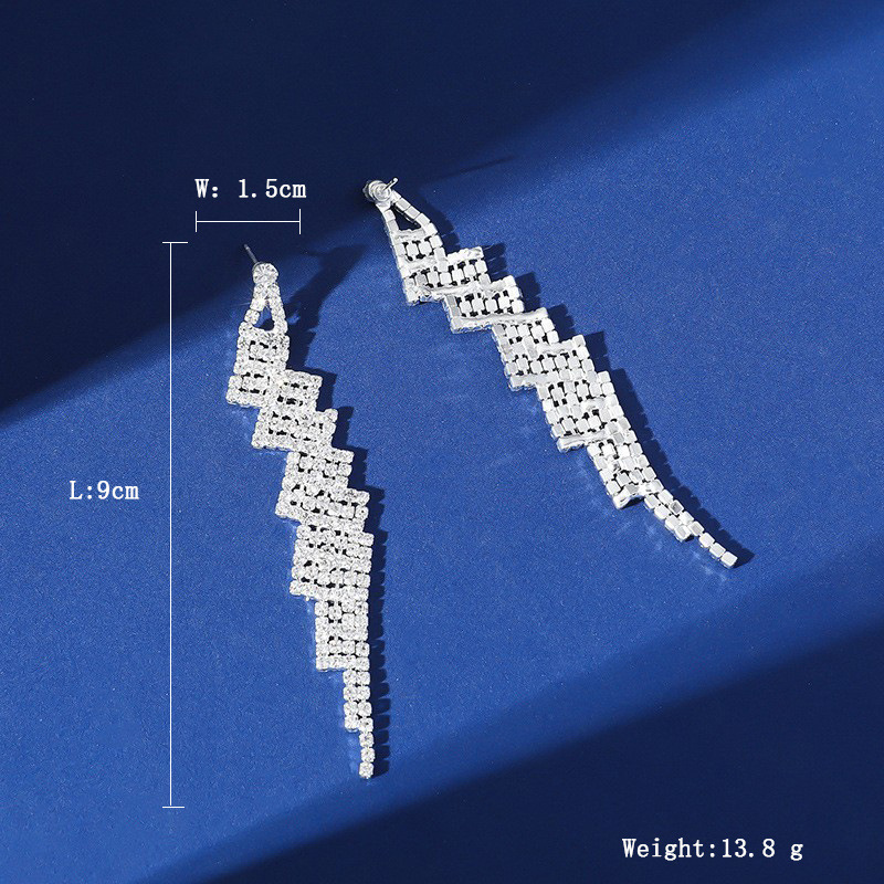 欧美夸张长耳环韩版气质满钻耳环水钻流苏夜店耳饰礼服宴会耳饰品详情23
