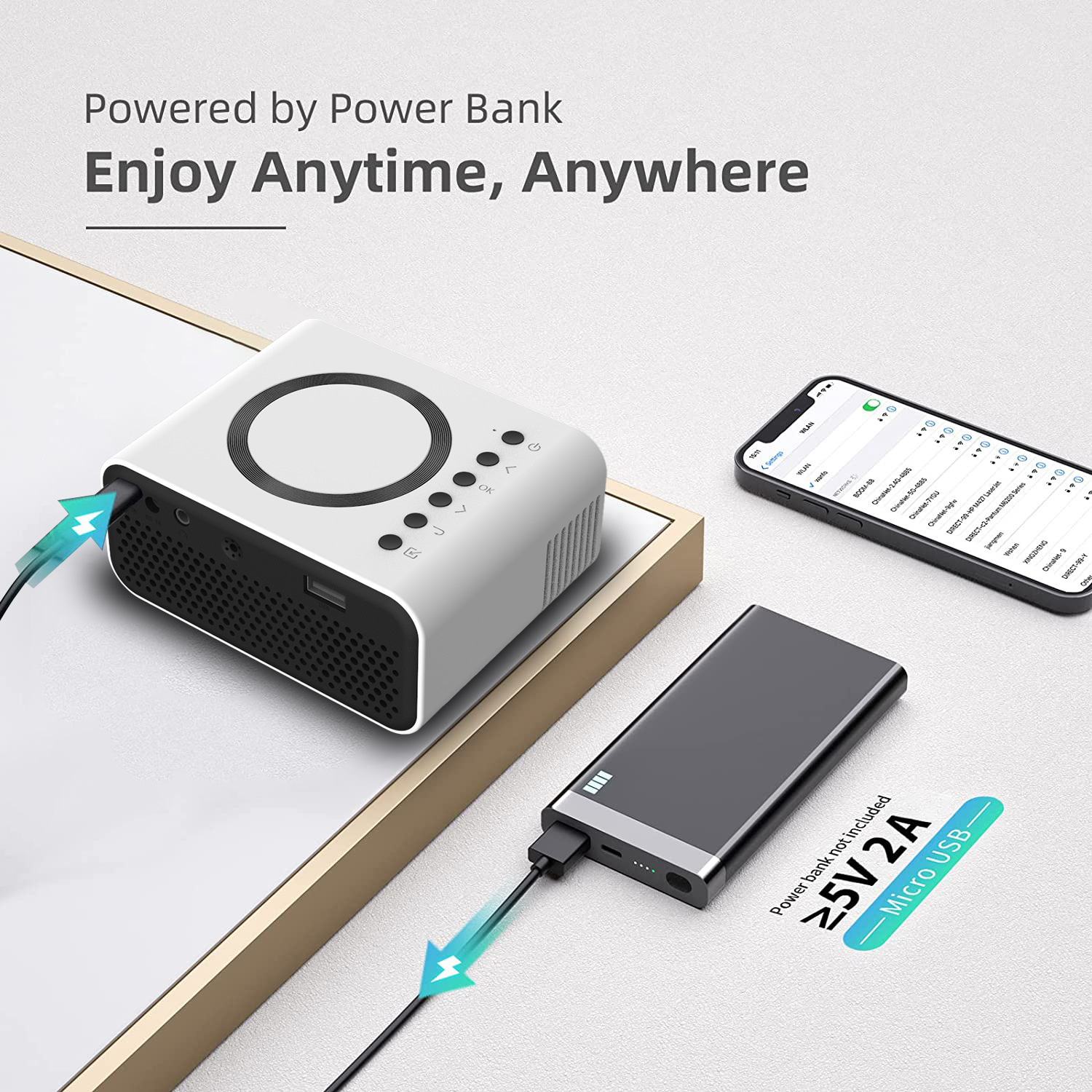 YT300 wireless + wired, YT500 mobile phone wifi dual-screen projector, home mini projector, mini home convenience pic 6