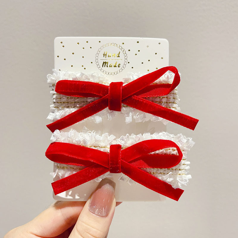 儿童红色貂绒发夹喜庆新年古风发饰女童宝宝春节汉服发卡少女头饰详情60