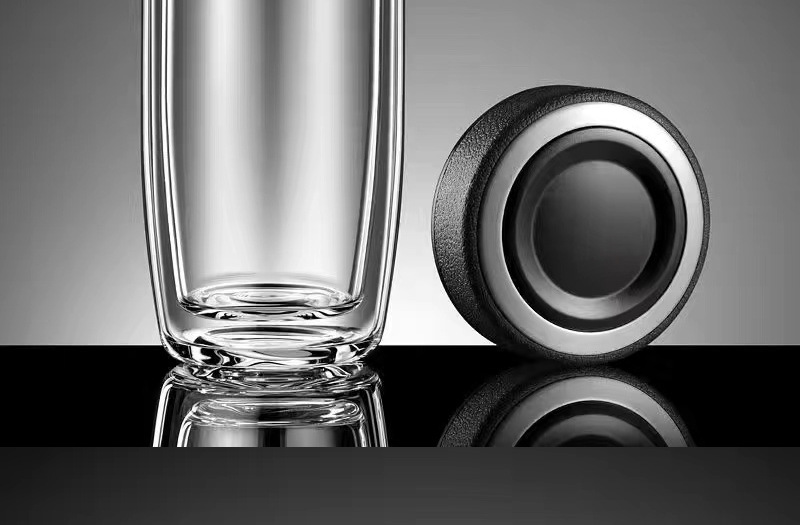 Thickened double-layer glass cups, large-capacity tea-water separation cups, business tea brewing cups, car-mounted goose egg cups, gift printed words pic 42