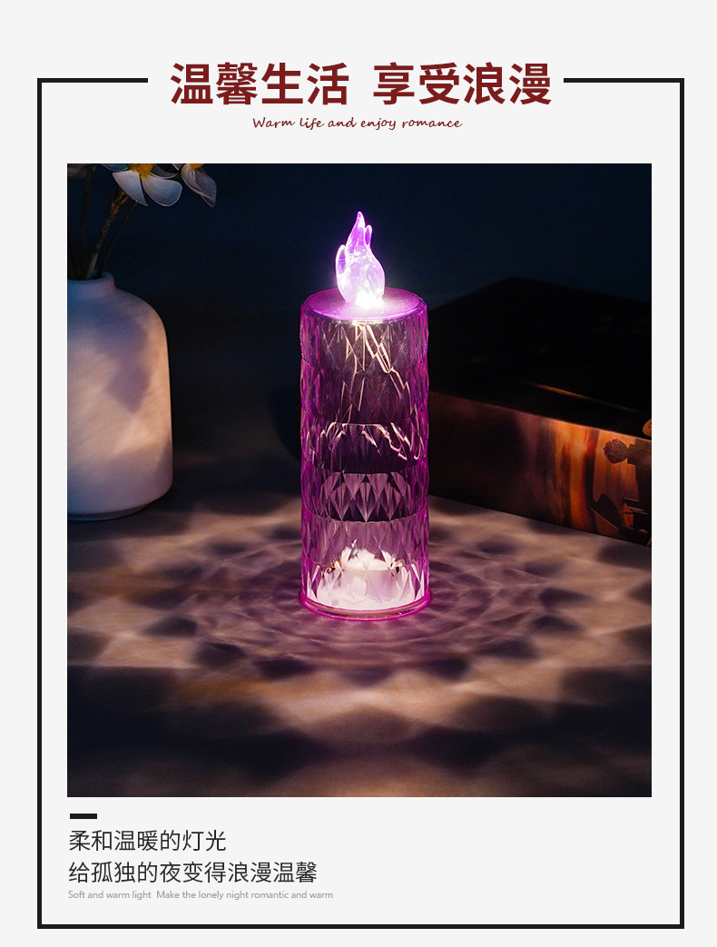led electronic candle lights, birthday and wedding candles, venue decoration, rose pattern refracting props, dreamy gifts pic 3