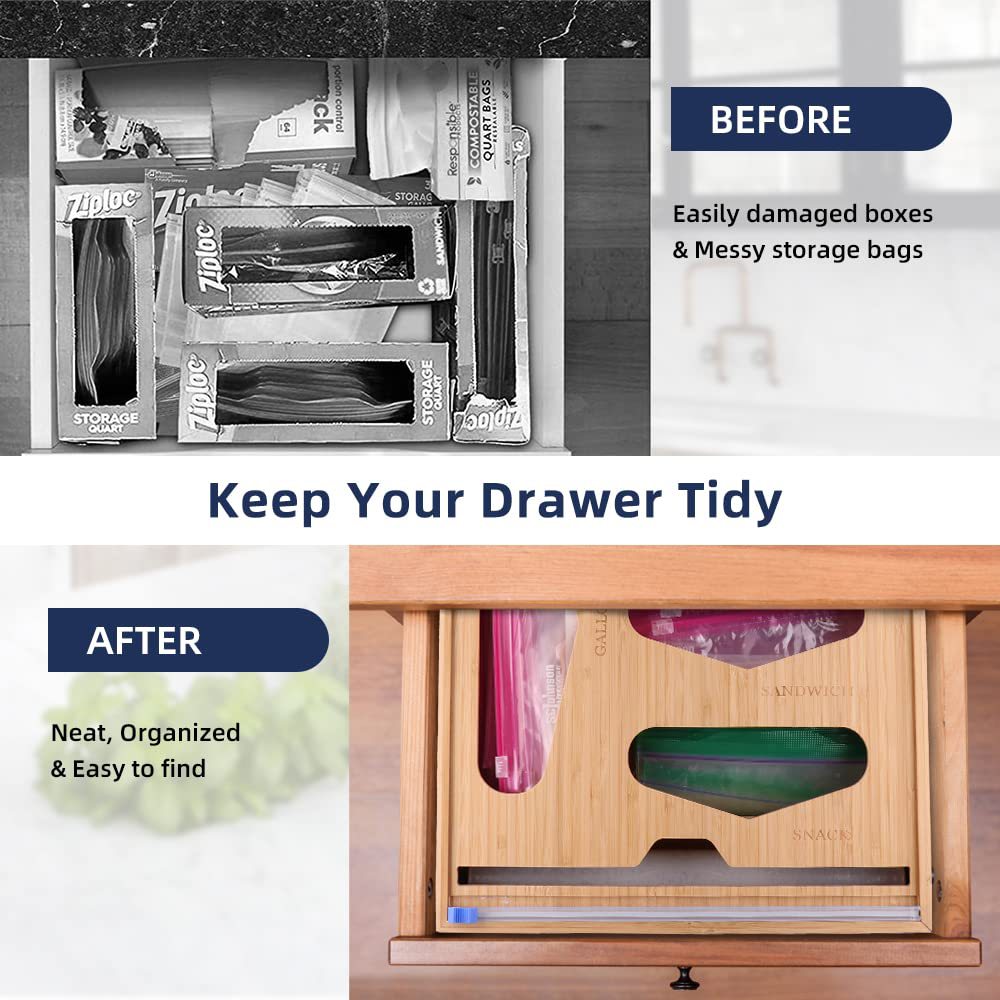 Cross-border best-selling sealed bag storage box, bamboo drawer storage box, kitchen sundries organizing bamboo box pic 1