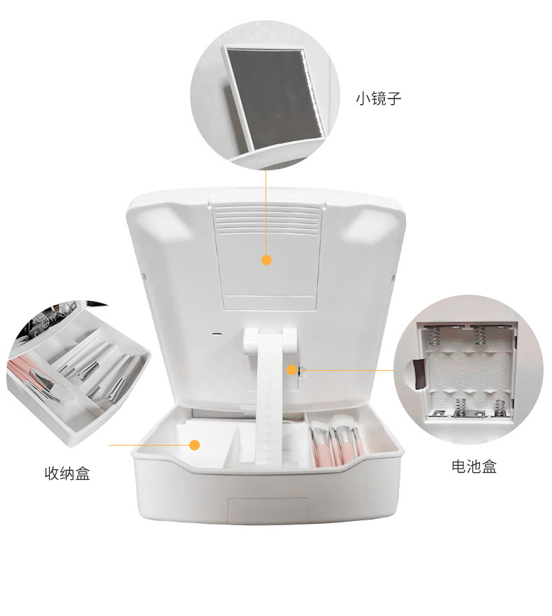 A new multi-functional multi-functional dormitory touch beauty mirror with cross-border three-door storage and folding led light pic 8