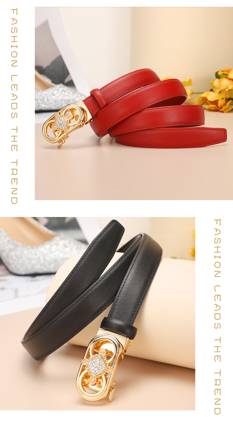 The new pure cowhide Chinese knot automatic buckle simple Korean-style decorative belt and skirt pants for women exude a sense of luxury pic 13