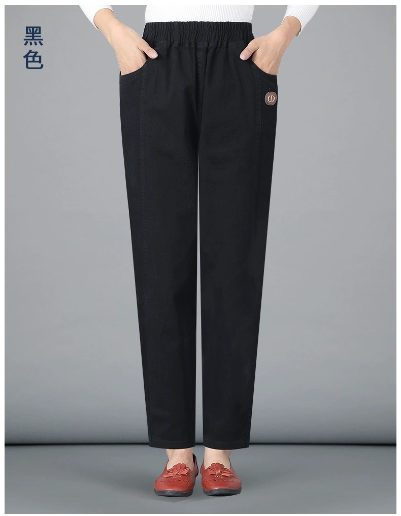 斜纹棉秋冬长裤中老年纯棉弹力女裤中年人春秋款外穿宽松直筒详情18