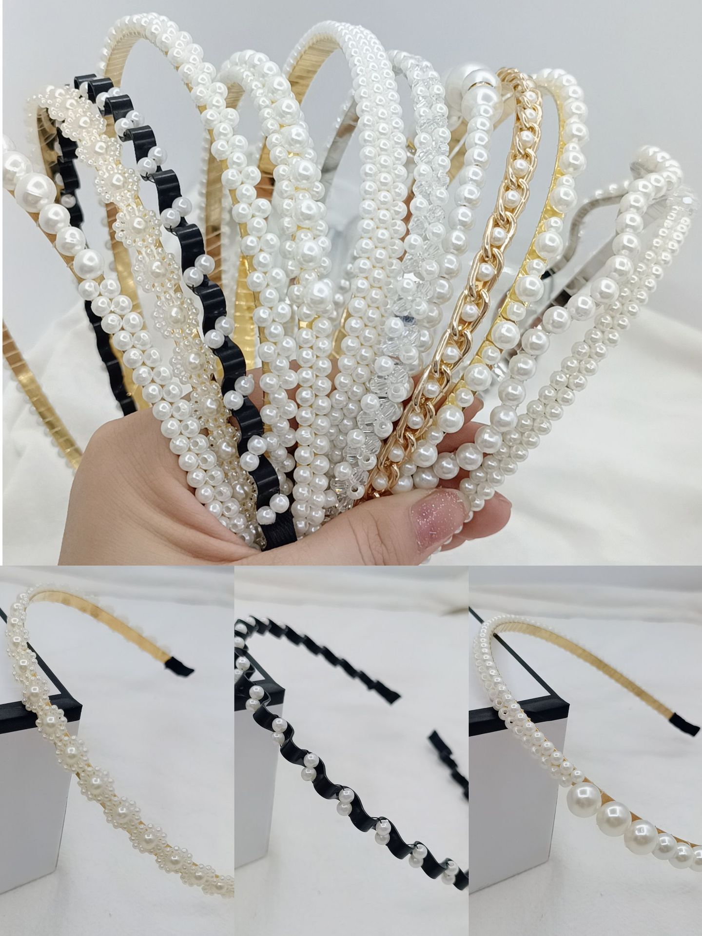 Pearl hairband for women, Super fairy French headband, hair tie, new style 2024, elegant high headband for the top of the head, external pressure hairpin headwear pic 11