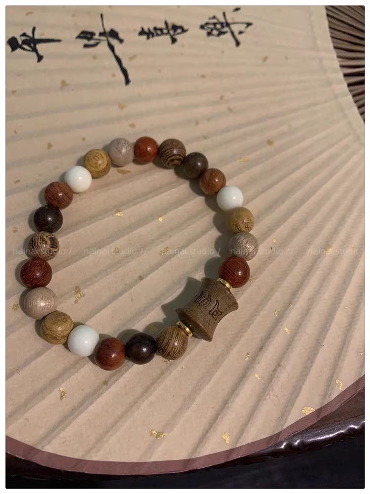 檀木多宝珠手串女新中式民族风百搭串珠手链复古禅意念珠手饰批发详情12